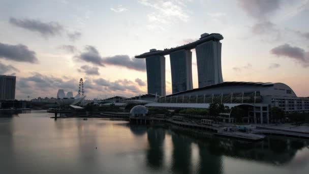 Marina Bay Singapore July 2022 Landmark Buildings Tourist Attractions Singapore — 图库视频影像