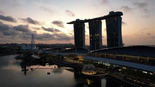 Marina Bay Singapore Július 2022 Landmark Buildings Turisztikai Látványosságok Szingapúr — Stock videók