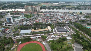 Kuching, Malezya - 1 Ağustos 2022: Geleneksel Kuching Festivali Sokak Fuarı