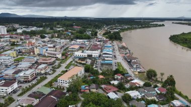 Sri Aman, Malaysia - August 6, 2022: The Sri Aman Township of Sarawak