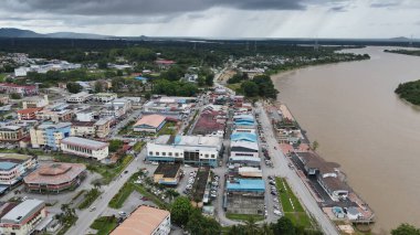 Sri Aman, Malaysia - August 6, 2022: The Sri Aman Township of Sarawak