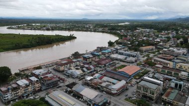Sri Aman, Malaysia - August 6, 2022: The Sri Aman Township of Sarawak