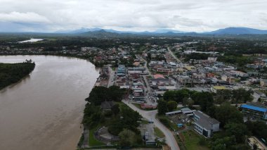 Sri Aman, Malaysia - August 6, 2022: The Sri Aman Township of Sarawak