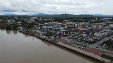 Sri Aman, Malaysia - August 6, 2022: The Sri Aman Township of Sarawak