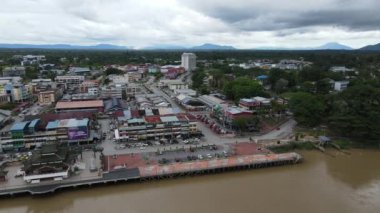 Sri Aman, Malaysia - August 6, 2022: The Sri Aman Township of Sarawak