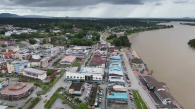 Sri Aman, Malaysia - August 6, 2022: The Sri Aman Township of Sarawak