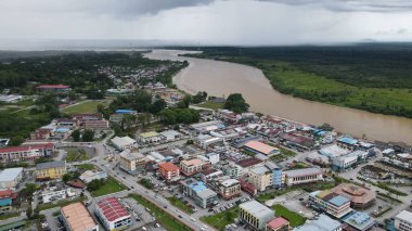 Sri Aman, Malaysia - August 6, 2022: The Sri Aman Township of Sarawak