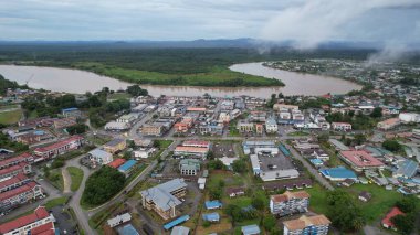 Sri Aman, Malaysia - August 6, 2022: The Sri Aman Township of Sarawak