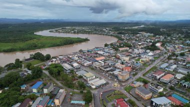 Sri Aman, Malaysia - August 6, 2022: The Sri Aman Township of Sarawak