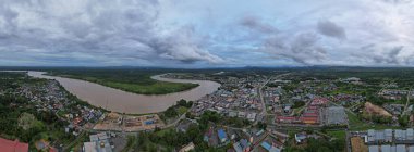 Sri Aman, Malaysia - August 6, 2022: The Sri Aman Township of Sarawak