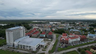 Sri Aman, Malaysia - August 6, 2022: The Sri Aman Township of Sarawak