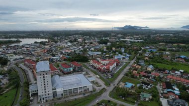 Sri Aman, Malaysia - August 6, 2022: The Sri Aman Township of Sarawak