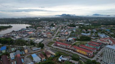 Sri Aman, Malaysia - August 6, 2022: The Sri Aman Township of Sarawak
