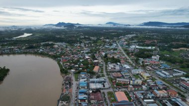 Sri Aman, Malaysia - August 6, 2022: The Sri Aman Township of Sarawak