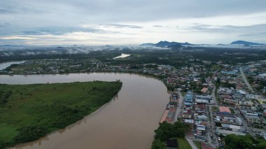 Sri Aman, Malaysia - August 6, 2022: The Sri Aman Township of Sarawak