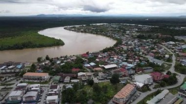 Sri Aman, Malaysia - August 6, 2022: The Sri Aman Township of Sarawak