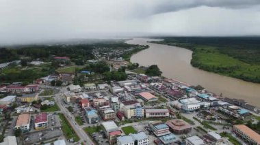 Sri Aman, Malaysia - August 6, 2022: The Sri Aman Township of Sarawak