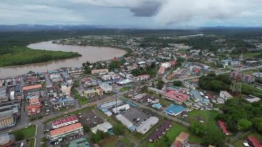 Sri Aman, Malaysia - August 6, 2022: The Sri Aman Township of Sarawak