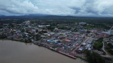 Sri Aman, Malaysia - August 6, 2022: The Sri Aman Township of Sarawak