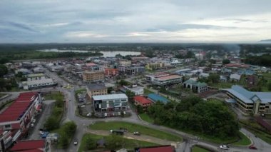 Sri Aman, Malaysia - August 6, 2022: The Sri Aman Township of Sarawak