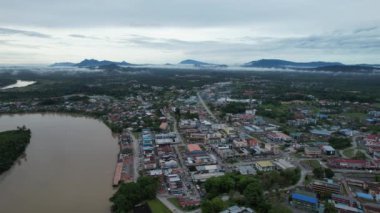 Sri Aman, Malaysia - August 6, 2022: The Sri Aman Township of Sarawak
