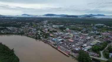 Sri Aman, Malaysia - August 6, 2022: The Sri Aman Township of Sarawak