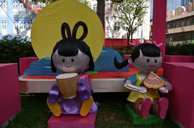 Chinatown, Singapore - September 3, 2022: The Streets of Chinatown during Mid Autumn Mooncake Festival