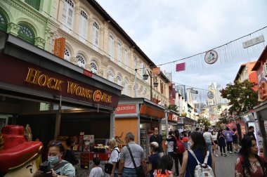 Chinatown, Singapore - September 3, 2022: The Streets of Chinatown during Mid Autumn Mooncake Festival