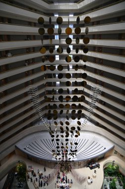 Marina Bay, Singapore - September 3, 2022: The Interiors of a Luxury Hotel in Marina Bay