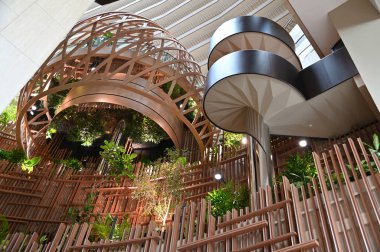 Marina Bay, Singapore - September 3, 2022: The Interiors of a Luxury Hotel in Marina Bay