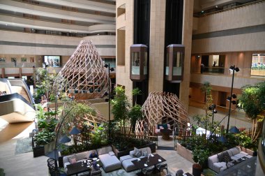 Marina Bay, Singapore - September 3, 2022: The Interiors of a Luxury Hotel in Marina Bay