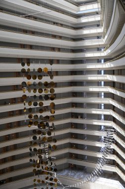 Marina Bay, Singapore - September 3, 2022: The Interiors of a Luxury Hotel in Marina Bay