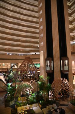 Marina Bay, Singapore - September 3, 2022: The Interiors of a Luxury Hotel in Marina Bay