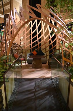 Marina Bay, Singapore - September 3, 2022: The Interiors of a Luxury Hotel in Marina Bay