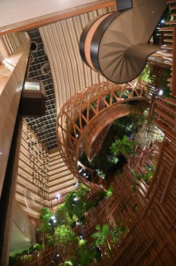 Marina Bay, Singapore - September 3, 2022: The Interiors of a Luxury Hotel in Marina Bay