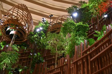 Marina Bay, Singapore - September 3, 2022: The Interiors of a Luxury Hotel in Marina Bay