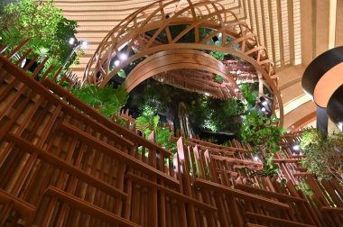 Marina Bay, Singapore - September 3, 2022: The Interiors of a Luxury Hotel in Marina Bay