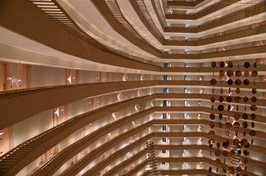 Marina Bay, Singapore - September 3, 2022: The Interiors of a Luxury Hotel in Marina Bay