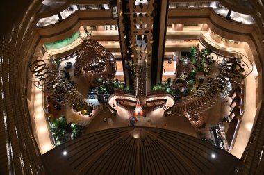 Marina Bay, Singapore - September 3, 2022: The Interiors of a Luxury Hotel in Marina Bay