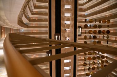 Marina Bay, Singapore - September 3, 2022: The Interiors of a Luxury Hotel in Marina Bay