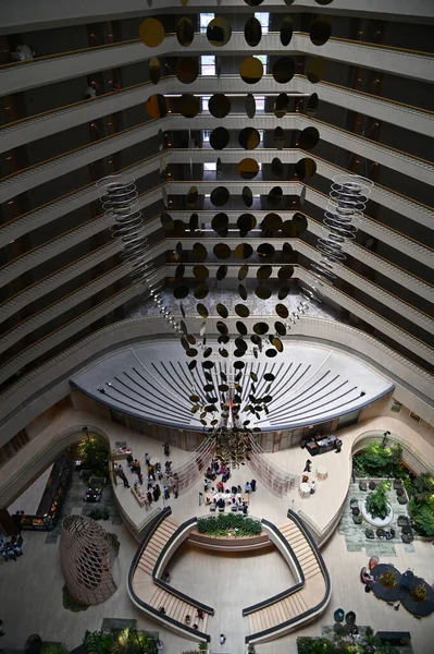 Marina Bay, Singapore - September 3, 2022: The Interiors of a Luxury Hotel in Marina Bay