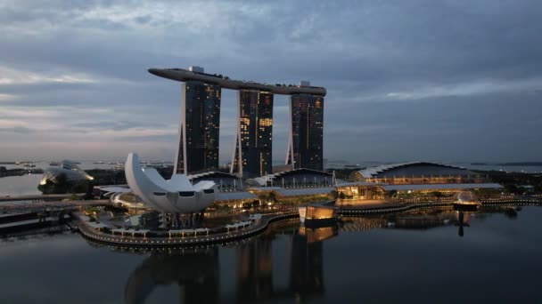 Marina Bay Singapore September 2022 2022 Landmark Buildings Tourist Attractions — стоковое видео