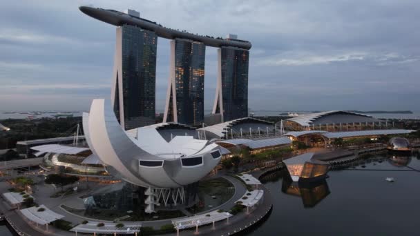 Marina Bay Singapore September 2022 2022 Landmark Buildings Tourist Attractions — стоковое видео