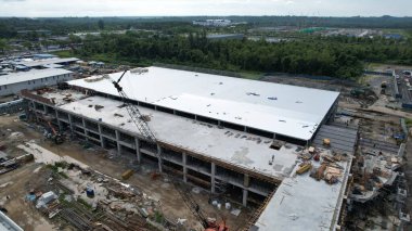 Kuching, Sarawak Malaysia - 12 Eylül 2022: Tüm büyük elektronik, güneş ve yarı iletken santrallerinin bulunduğu Samajaya Işık Sanayi Bölgesi