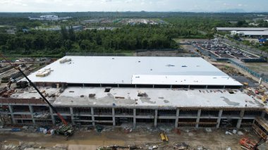 Kuching, Sarawak Malaysia - 12 Eylül 2022: Tüm büyük elektronik, güneş ve yarı iletken santrallerinin bulunduğu Samajaya Işık Sanayi Bölgesi