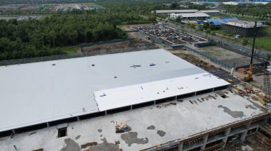 Kuching, Sarawak Malaysia - 12 Eylül 2022: Tüm büyük elektronik, güneş ve yarı iletken santrallerinin bulunduğu Samajaya Işık Sanayi Bölgesi