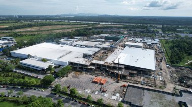 Kuching, Sarawak Malaysia - 12 Eylül 2022: Tüm büyük elektronik, güneş ve yarı iletken santrallerinin bulunduğu Samajaya Işık Sanayi Bölgesi