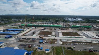 Kuching, Sarawak Malaysia - 12 Eylül 2022: Tüm büyük elektronik, güneş ve yarı iletken santrallerinin bulunduğu Samajaya Işık Sanayi Bölgesi