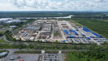 Kuching, Sarawak Malaysia - 12 Eylül 2022: Tüm büyük elektronik, güneş ve yarı iletken santrallerinin bulunduğu Samajaya Işık Sanayi Bölgesi