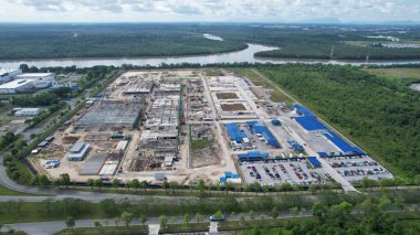 Kuching, Sarawak Malaysia - 12 Eylül 2022: Tüm büyük elektronik, güneş ve yarı iletken santrallerinin bulunduğu Samajaya Işık Sanayi Bölgesi